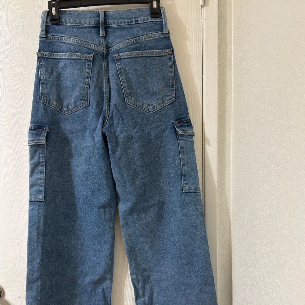 GAP High Rise wide leg cargo Blue Denim Jeans